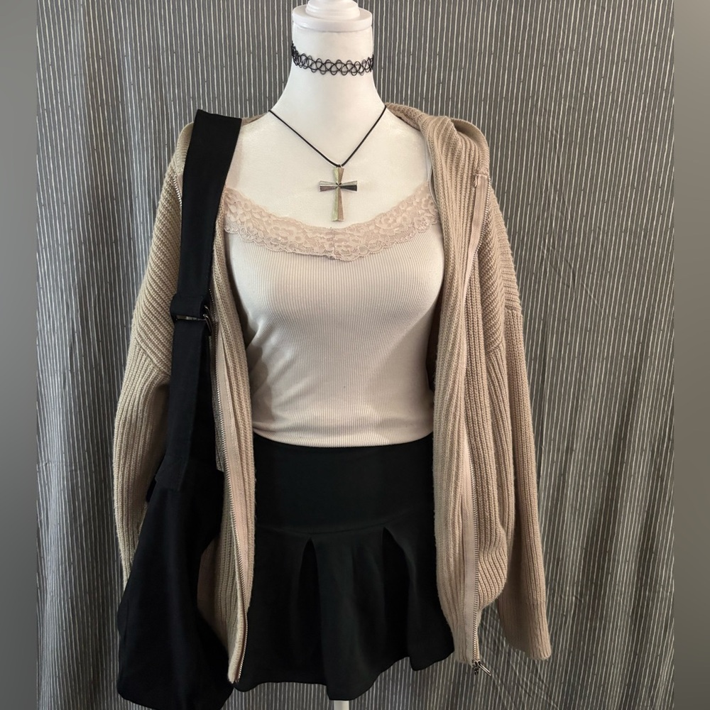 Shein tan zip up
